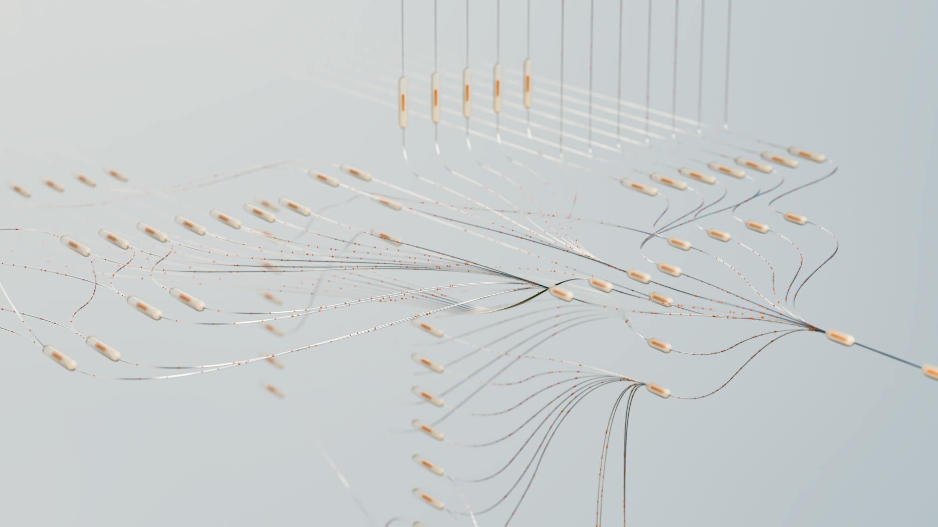 Abstrakcyjna sieć neuronowa 3D na ciemnym cyfrowym tle Abstrakcyjna sieć neuronowa 3D na ciemnym cyfrowym tle